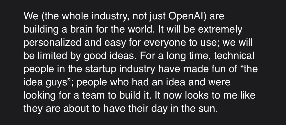 Мы (вся индустрия, не только OpenAI) строим мозг для всего мира. Он будет чрезвычайно персонализированным и простым для использования всеми; нас будут ограничивать только хорошие идеи | Сетка — новая социальная сеть от hh.ru