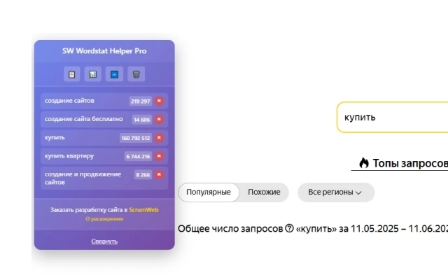 Представляем наше новое расширение для Яндекс.Вордстат! | Сетка — новая социальная сеть от hh.ru