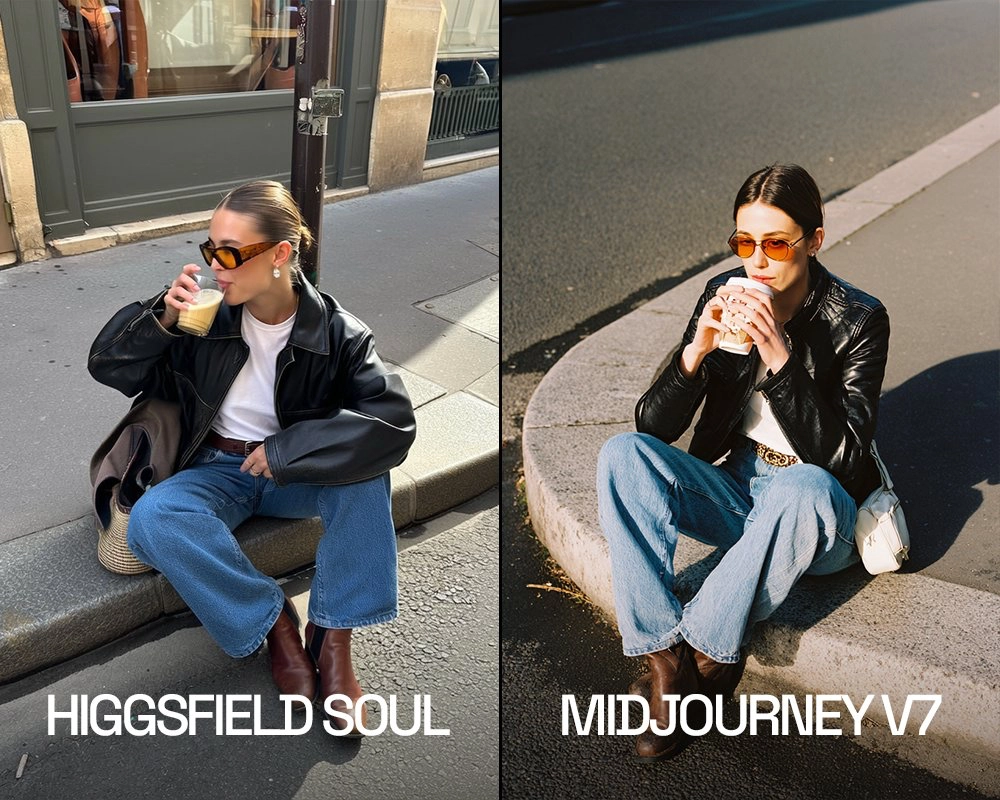 • Higgsfield выпустили свой фотореалистичный генератор изображений Higgsfield Soul
Маркетинговая кампания построена на “битве” против Midjourney v7, а результат совсем неплох: фотки получаются очень ж... | Сетка — новая социальная сеть от hh.ru