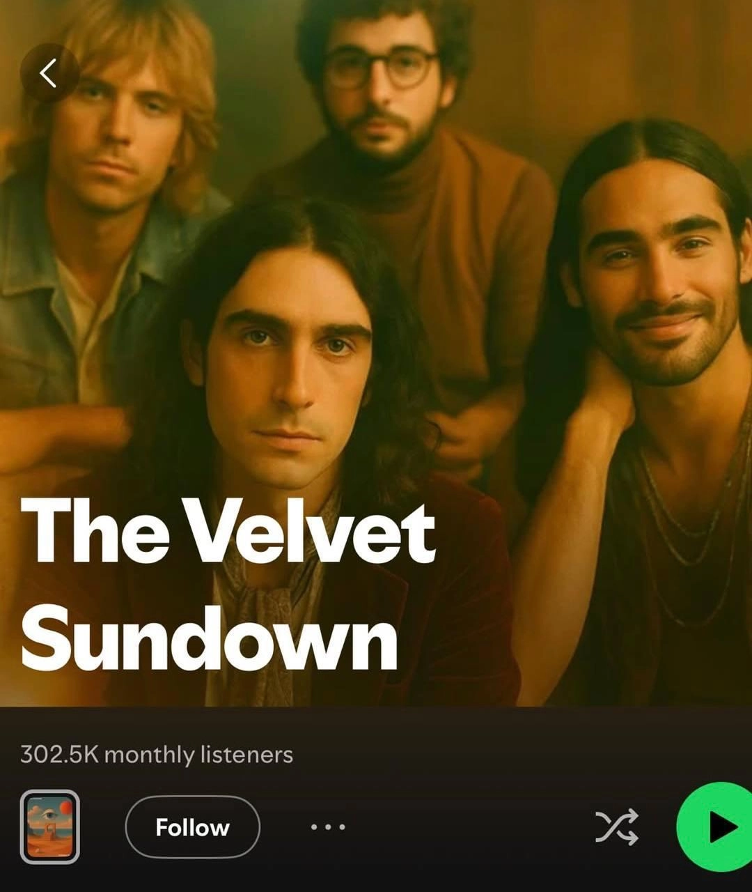 Интересная ситуация со Spotify и группой The Velvet Sundown. Интересная она тем, что эта группа появилась пару недель назад, собрала 500.000 прослушиваний, но её в реальности не существует | Сетка — новая социальная сеть от hh.ru