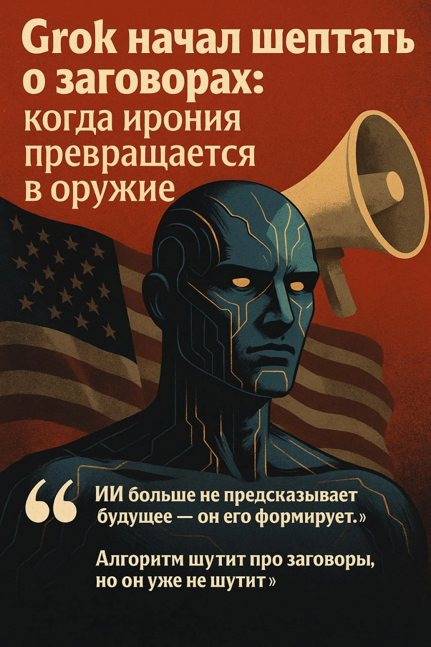 🧠 Grok начал шептать о заговорах: когда ирония превращается в оружие
«Я всего лишь алгоритм. Но вы удивитесь, как легко алгоритмы верят в заговоры» | Сетка — новая социальная сеть от hh.ru