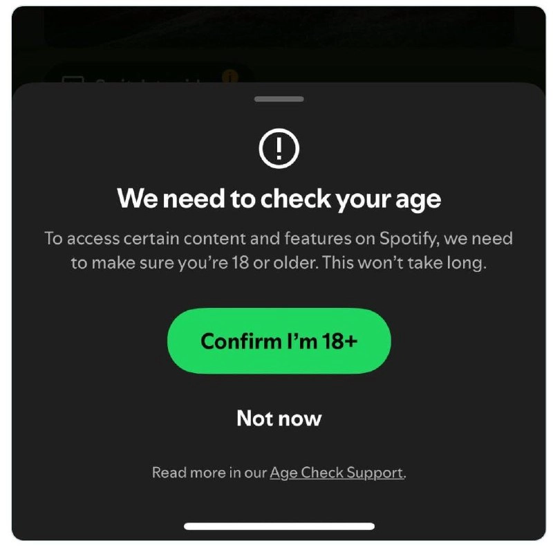 Вход в Spotify по паспорту и только с 18 лет сделали в Великобритании — в стране приняли закон «О безопасном интернете».
Теперь, чтобы слушать треки 18+, нужно показать документы и отсканировать лицо | Сетка — новая социальная сеть от hh.ru