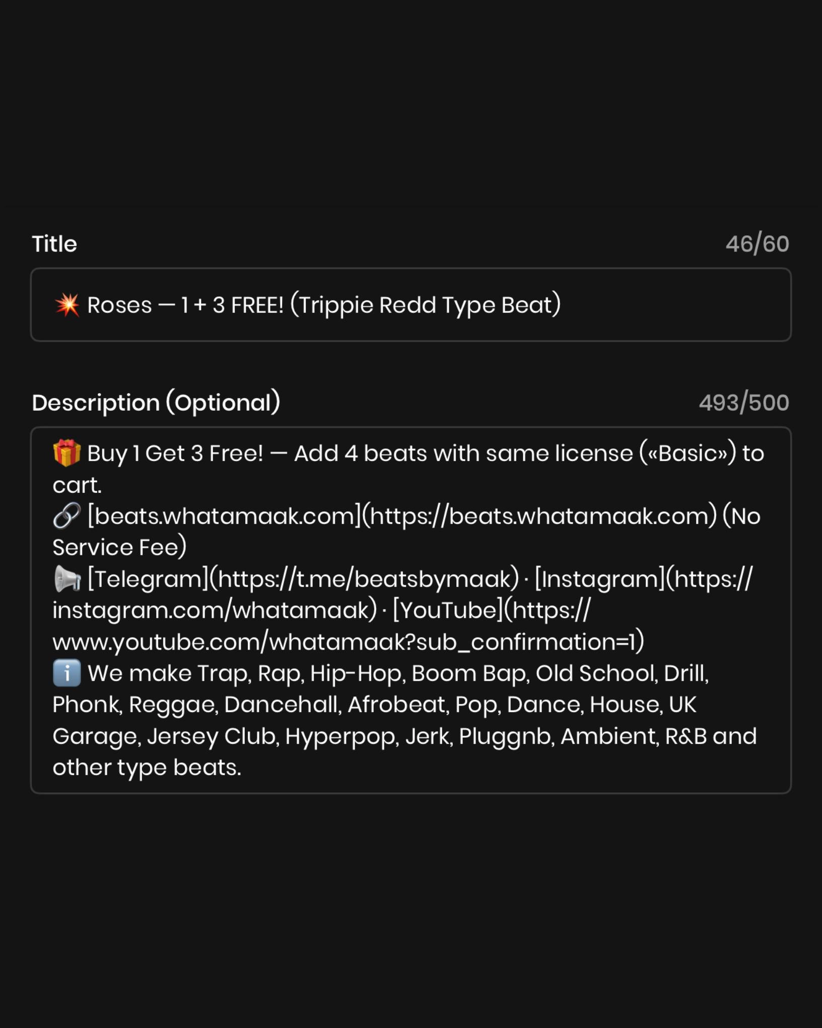 🅱️ На BeatStars теперь можно делать кликабельные ссылки в описании бита
Раньше описание (Description) под битом было просто текстом | Сетка — социальная сеть от hh.ru