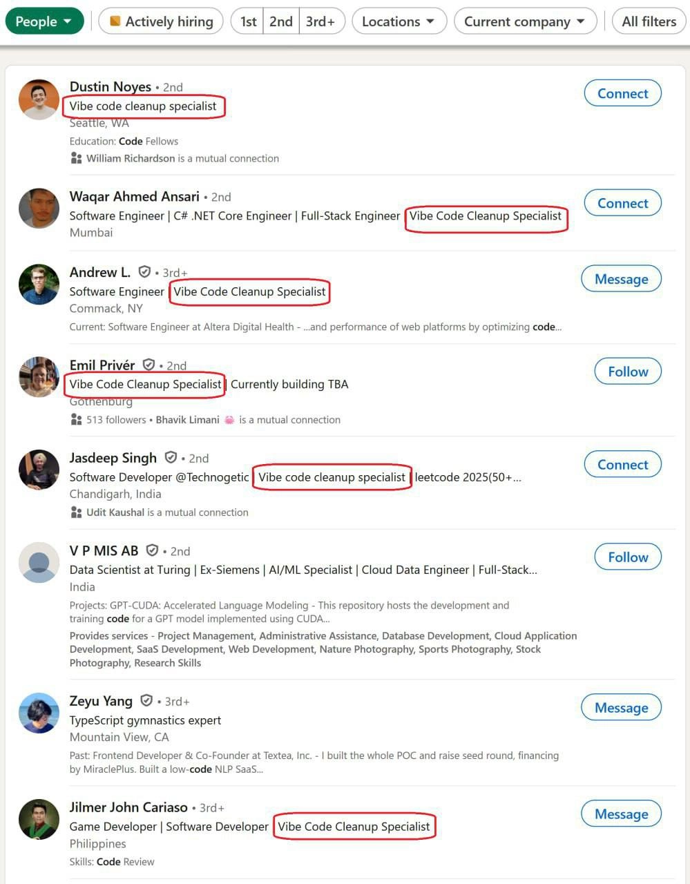 В резюме теперь появляется новая должность — «Vibe code cleanup specialist». Так стали называть себя разработчики, которые берут деньги за исправление багов и кривых решений, оставленных нейросетями | Сетка — социальная сеть от hh.ru